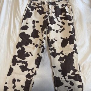 Abercrombie & Fitch Cow-Print Low Rise Jeans - Black & Cream